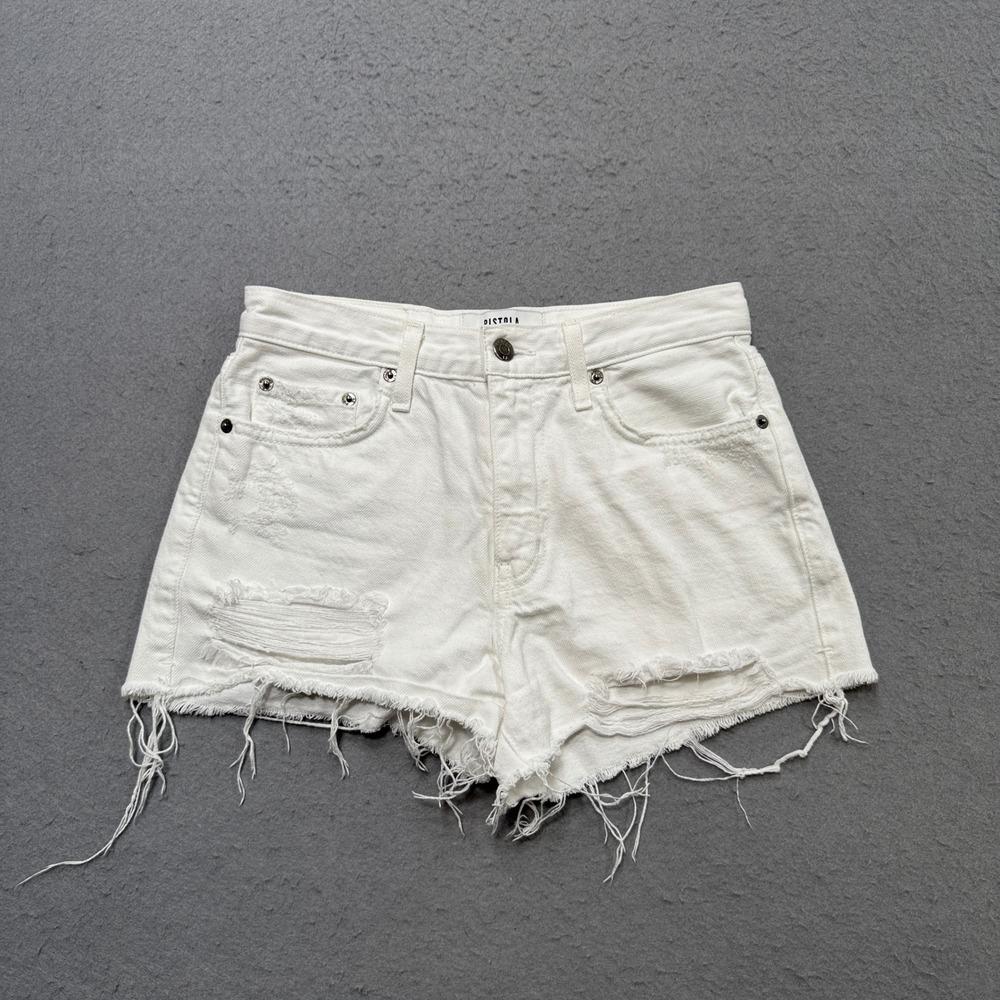 Pistola Booty Shorts Women's 25 White High Waisted Cut Off Distressed Cotton USA